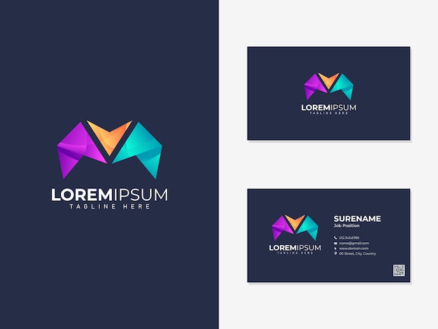 Colorful abstract logo with business card template