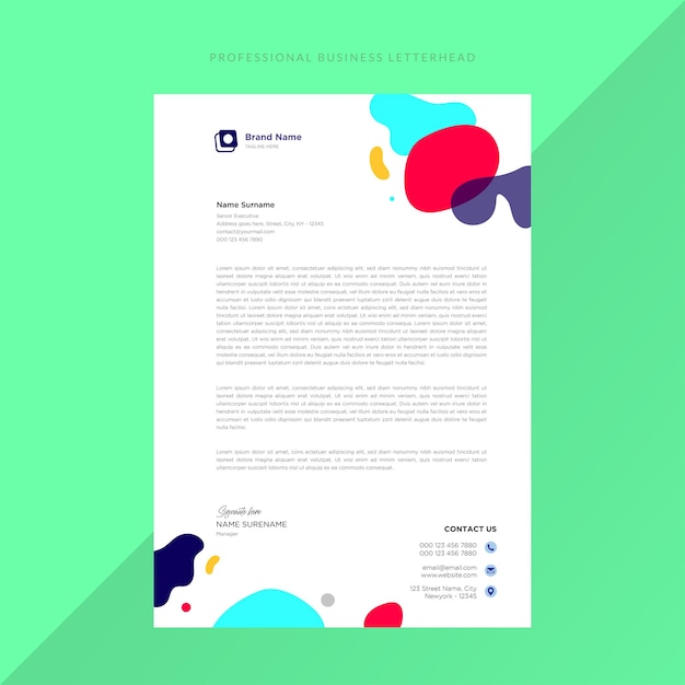 Colorful abstract modern professional company letterhead design