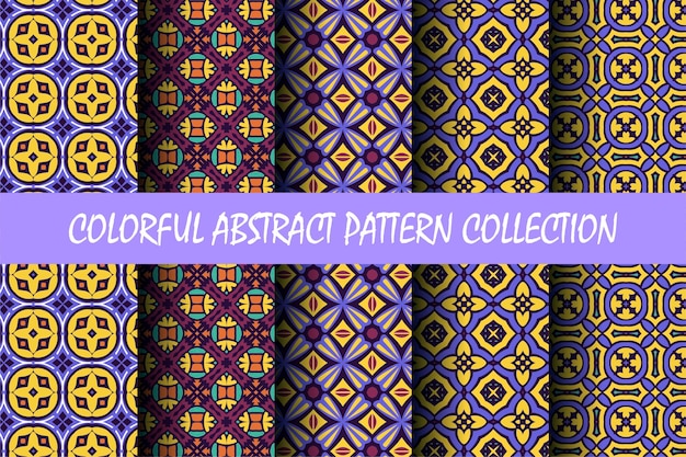 Colorful abstract pattern set with ethnic style