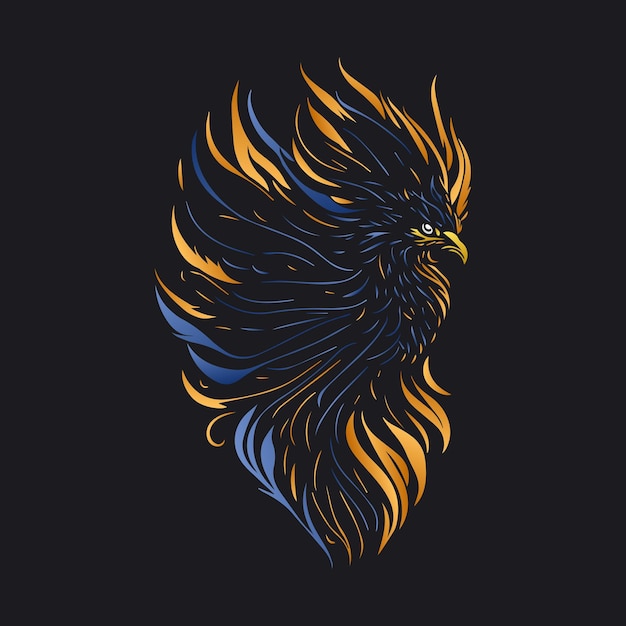 Colorful abstract Phoenix on fire for tshirt design