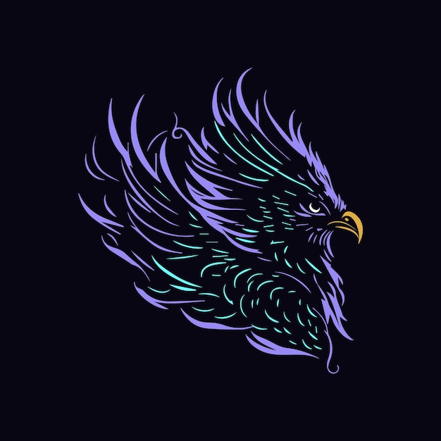 Colorful abstract Phoenix on fire for tshirt design