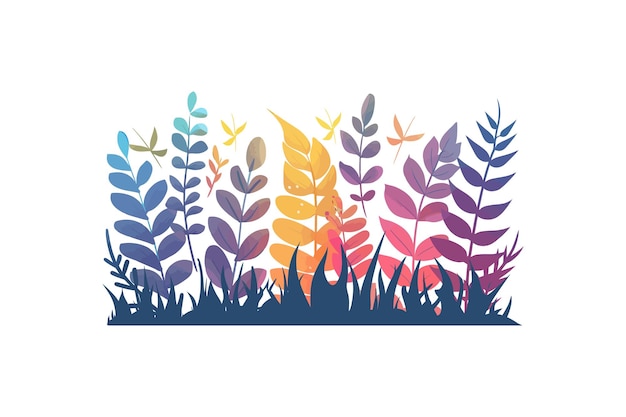 Colorful Abstract Plant Leaves Vector illustration design