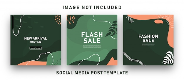 Colorful abstract sale social media posts template