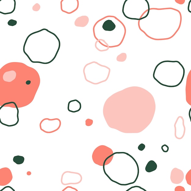 Colorful abstract seamless pattern Repeat pattern of red rosy and dark green spots