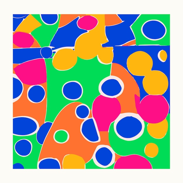 Colorful Abstract Shapes Pattern Cut Outs Matisse Style Illustration Fabric Pattern