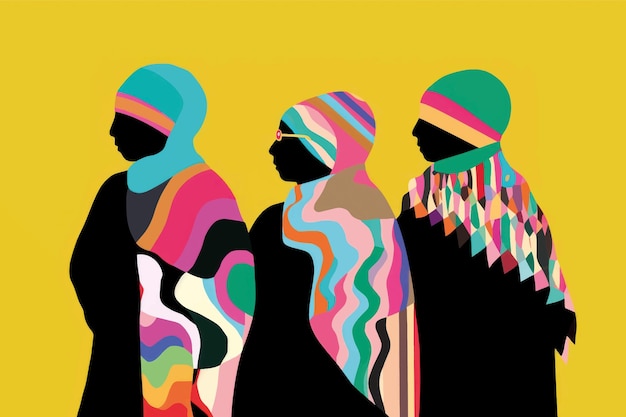 Colorful abstract women silhouettes