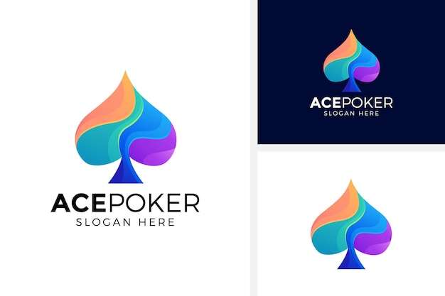 colorful ace poker logo design vector illustration