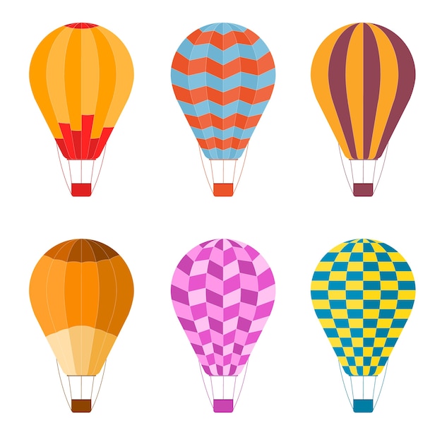 Colorful Air Balloon Set on Flat Design Style