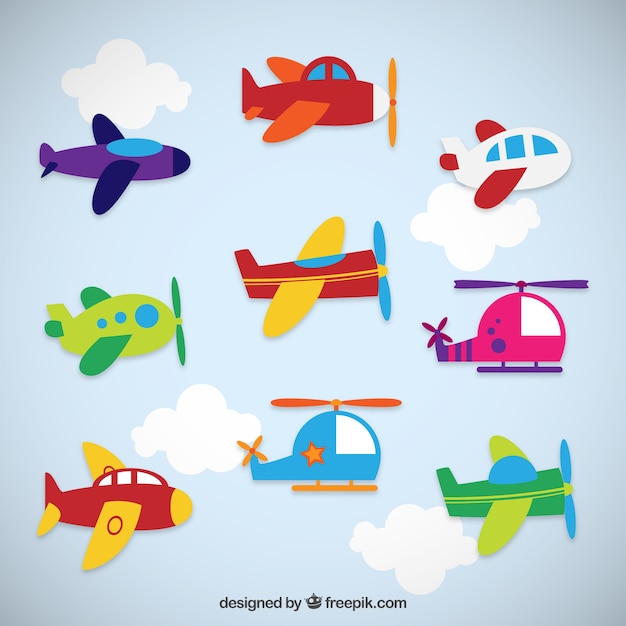 Colorful airplanes collection