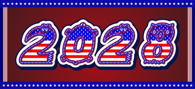 Colorful American flag style 2028