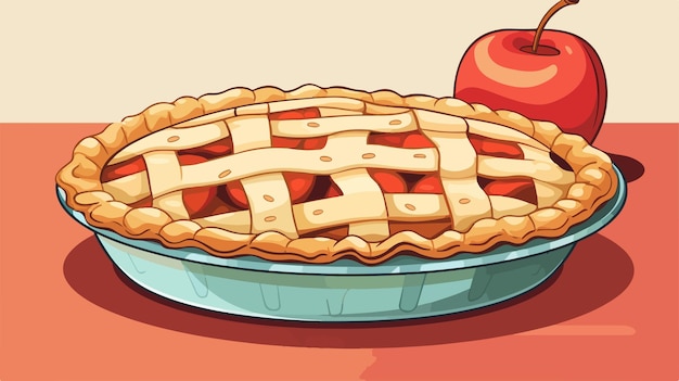 Colorful Apple Pie Icon on White Background