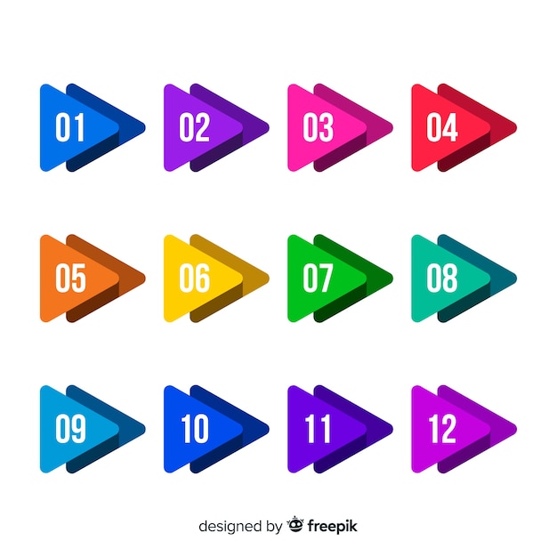 Colorful arrow bullet point collection