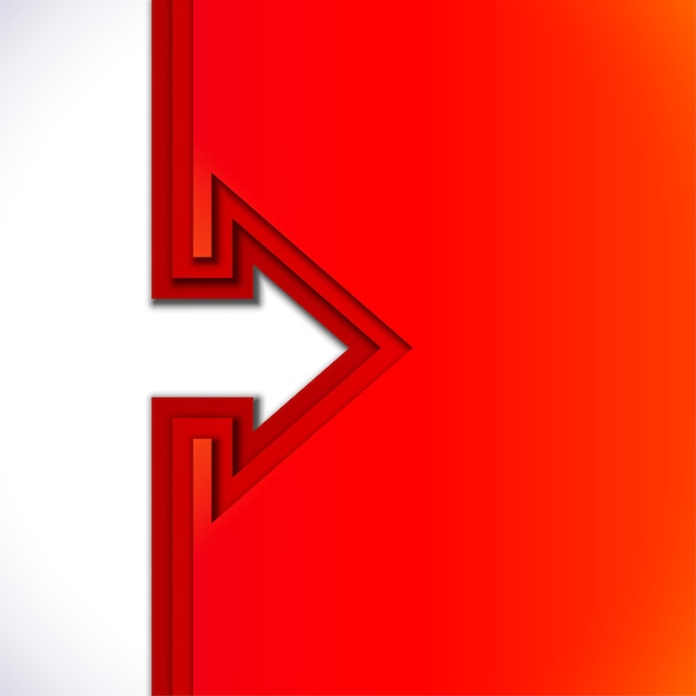 Vector colorful arrow with red cut paper layers