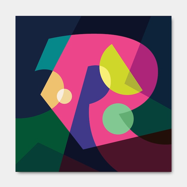 Vector a colorful art piece with the letter r abstract elements minimal style