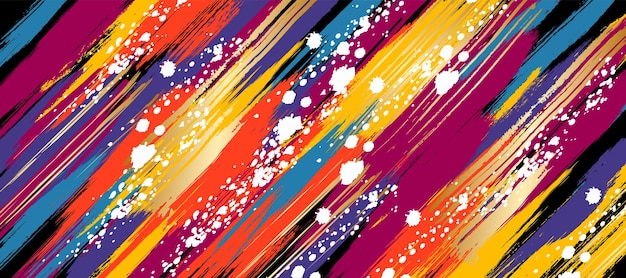 Colorful artistic banner with paint splash decoration elements