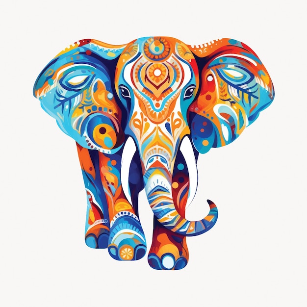 Vector colorful artistic elephant illustration