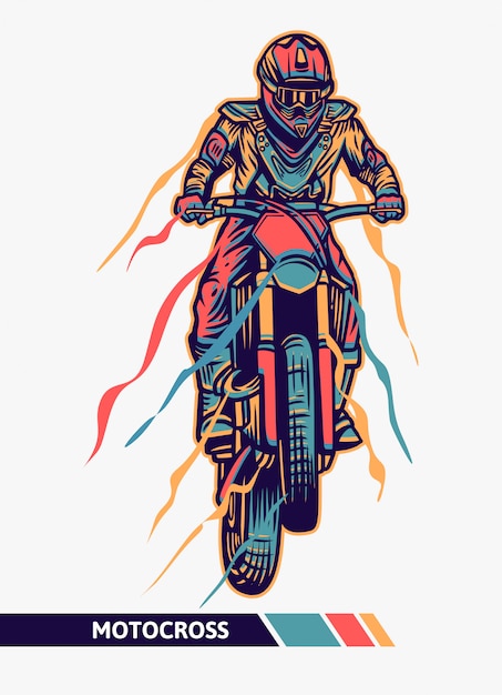 Colorful artwork motocross illustration