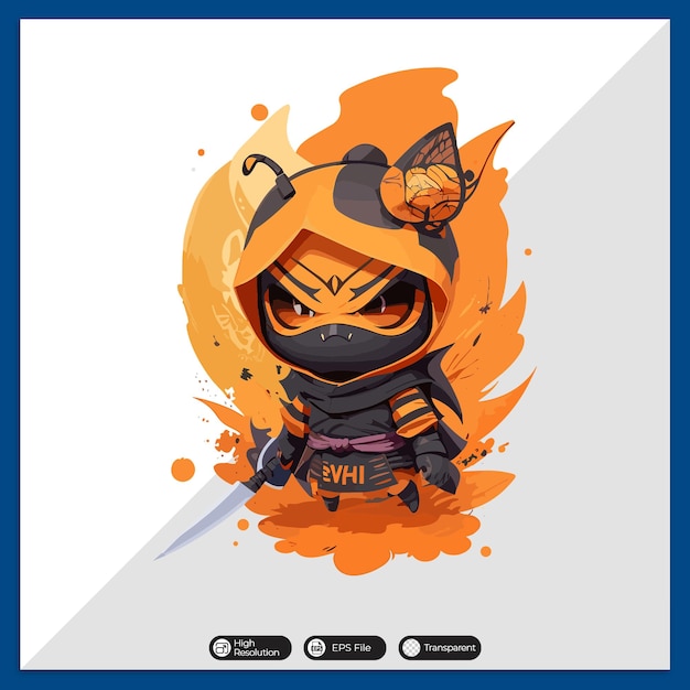 Vector colorful assassin ninja warrior tshirt design