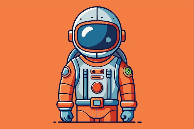 A colorful astronaut suit with exaggerated proportions stands out against an orange backdrop showcasing creativity Customizable astronaut suit with disproportionate illustration