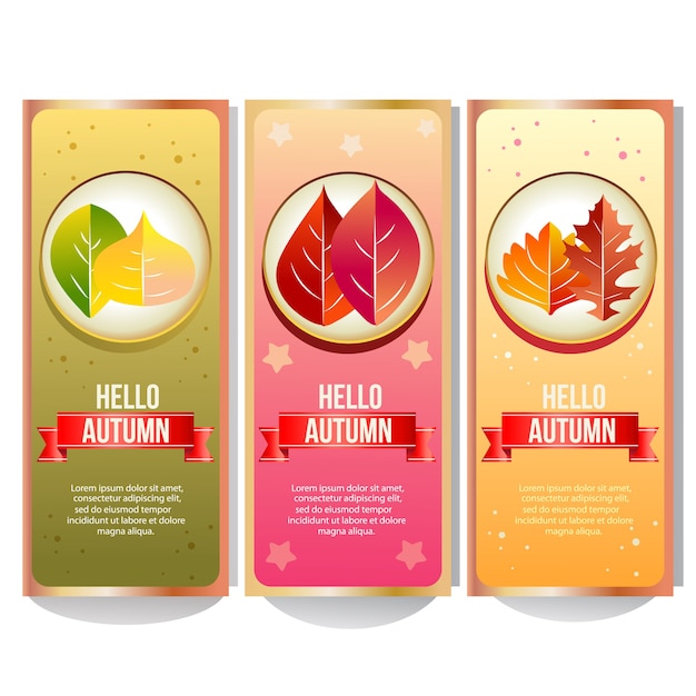 Colorful autumn banner collection with vivid leaves