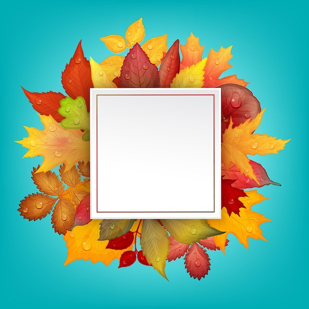 Colorful autumn leaves frame. Design illustration