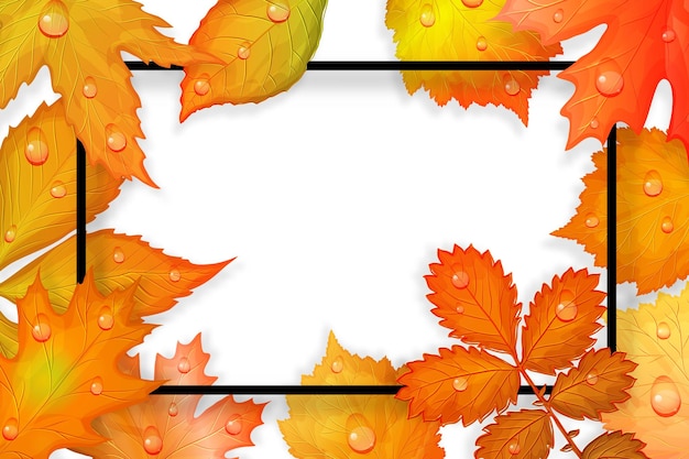 Colorful autumn leaves frame Vector illustration