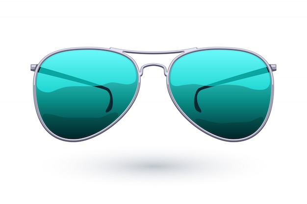 Colorful aviator sunglasses icon fashion illustration. Eye care symbol.