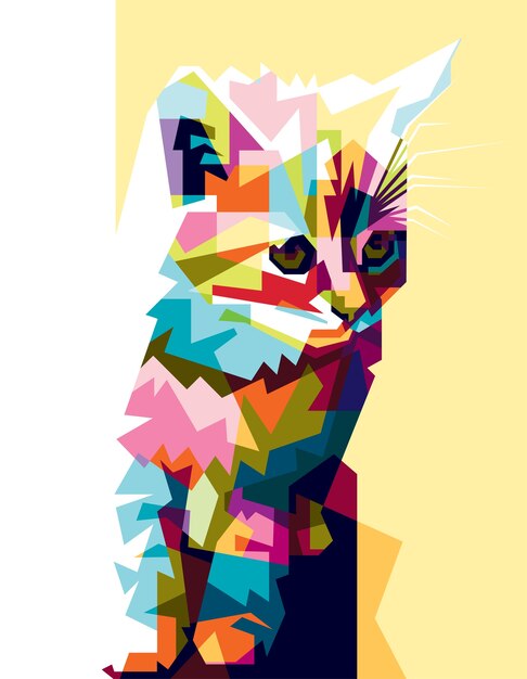 Vector colorful baby kitten