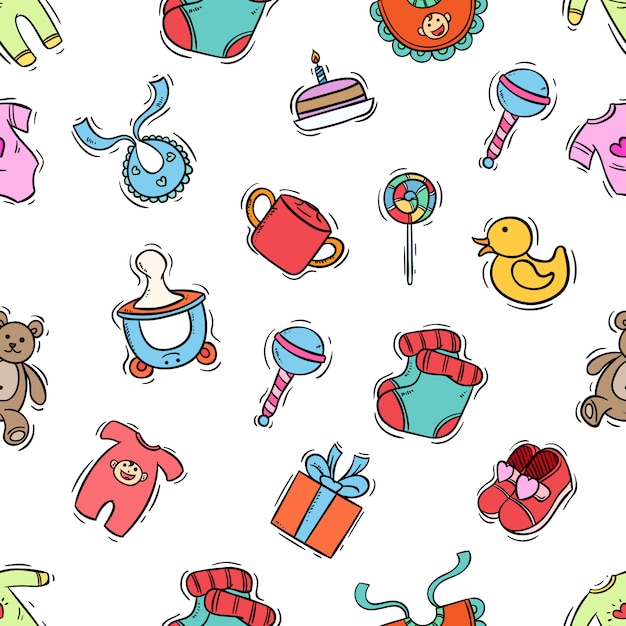 colorful of baby newborn seamless pattern