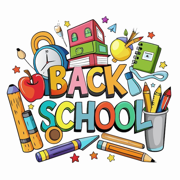 Colorful Back to School Illustration with Supplies