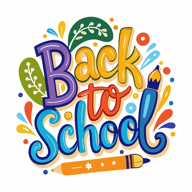 Colorful Back to School Lettering Illustration