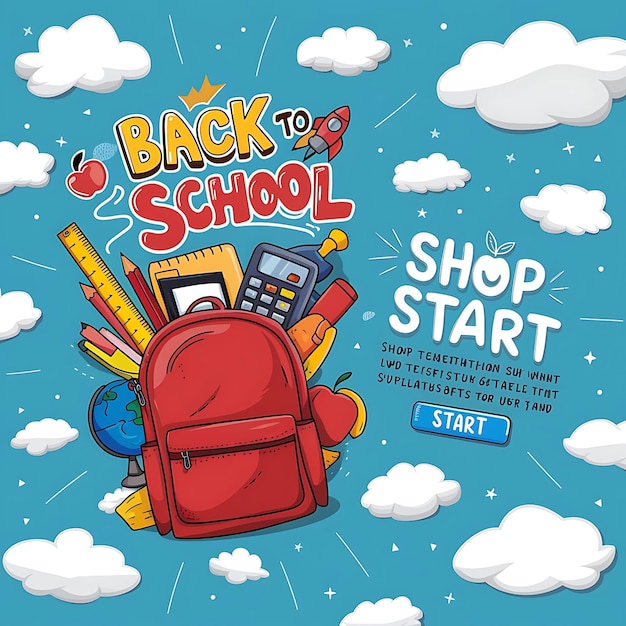 Colorful back to school sale advertisement image illustration