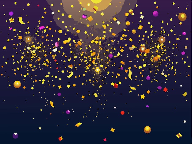 Vector a colorful background with confetti and a yellow heart