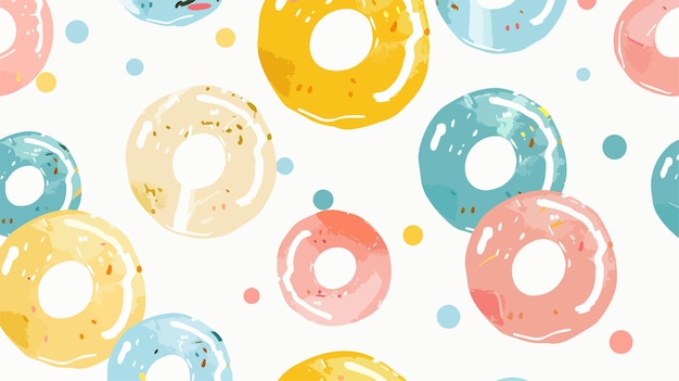 a colorful background with donuts and a colorful pattern