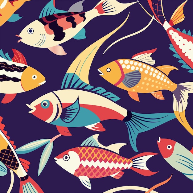 a colorful background with fish and fish on it