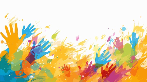 a colorful background with the hands of a child