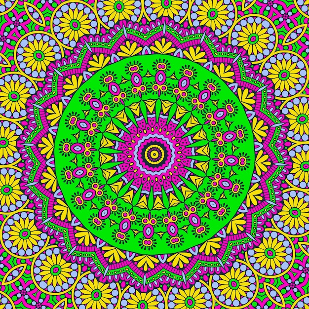 A colorful background with a mandala design