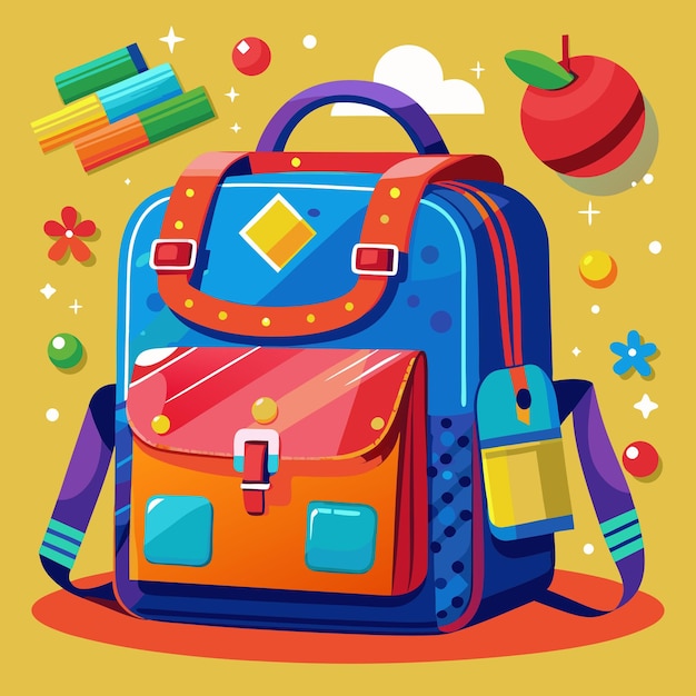 Vector a colorful backpack with a blue one that says home on it back to school vector illustration