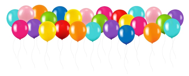 Colorful Balloon Border Isolated White Background