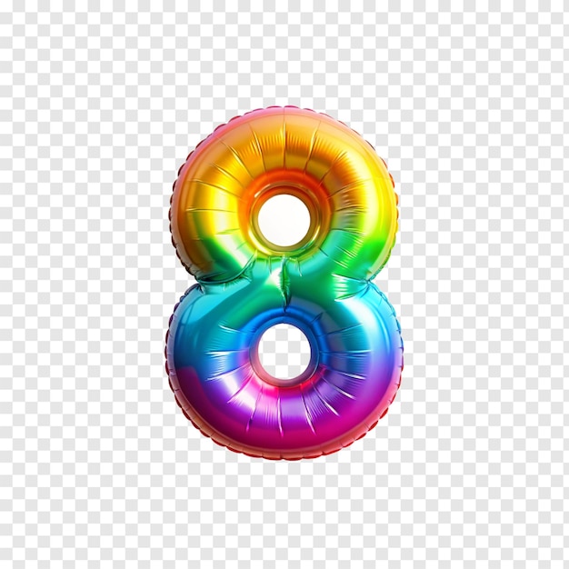 Vector a colorful balloon with the number 8 on it on transparent background