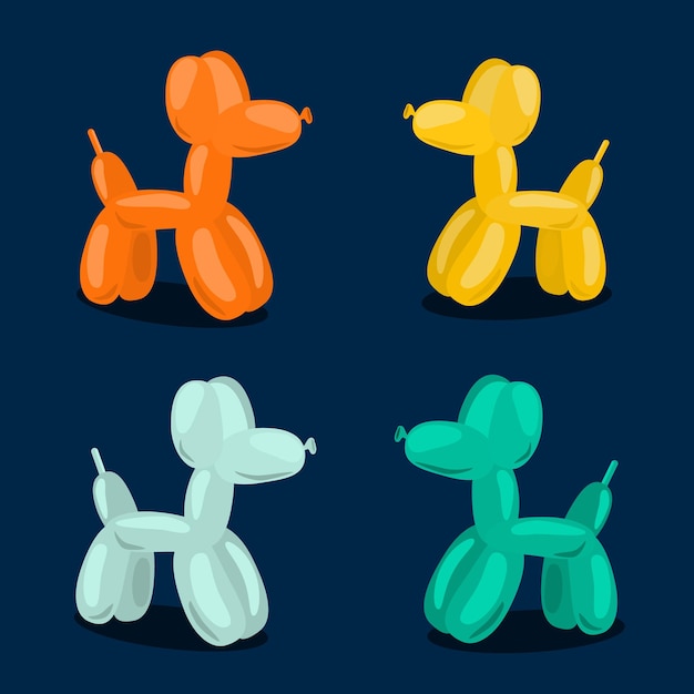 Colorful balloons in form of dog vector illustration