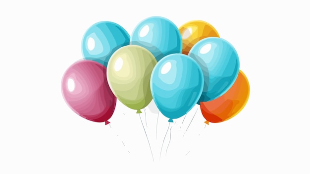 Colorful Balloons Icon Flat Vector Isolated on White Background