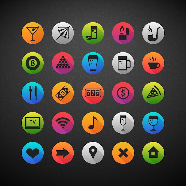 Colorful Bar Icons Set on Blackboard