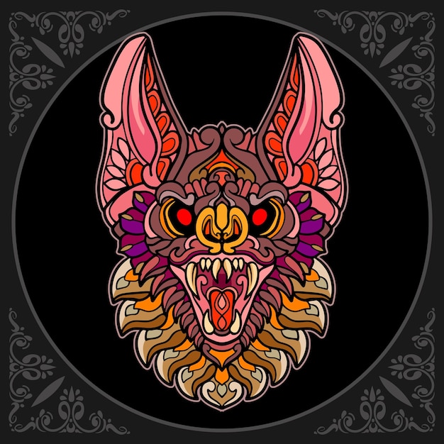 Colorful Bat mandala arts isolated on black background