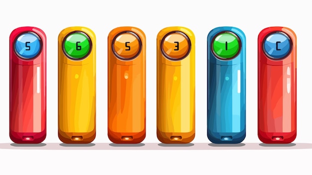 Colorful Battery Levels Power Icon Cartoon Vector Illustration