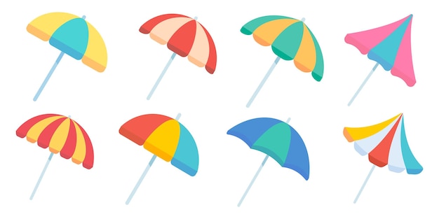 Colorful beach umbrellas For protection from summer beach heat