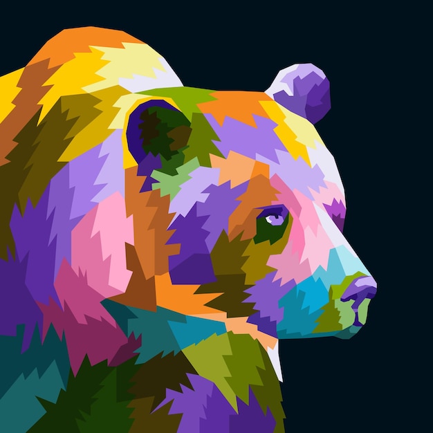 colorful bear pop art portrait isolated decoration