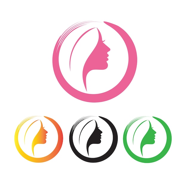 Colorful Beauty Women Face Logo Design