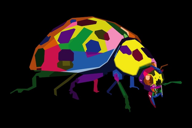 Colorful bee with cool isolated pop art style backround WPAP style