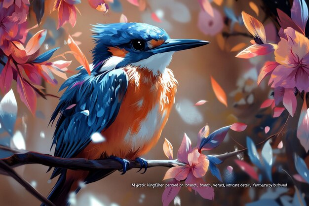 Vector a colorful bird is sitting on a branch with the words  happy birthday